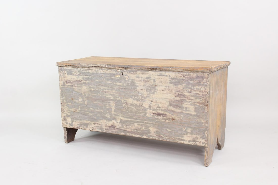 Primitive Painted Wooden Trunk, Blanket Chest (1 of 9)