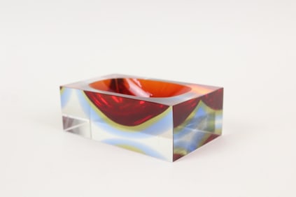Murano Sommerso Glass Ashtray, Flavio Poli for Seguso