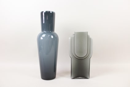 Lot of 2 Mid Century Modern Cased Glass Vases