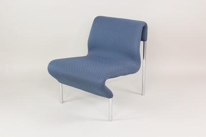 Postmodern Wavy Chrome Leg Lounge Chair, Paul Boulva for Artopex