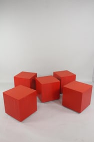 Knoll Prototype Set of 5 Red Wood Cube Side Tables