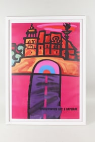 Framed Mid-Century Pop Russian 'Welcome to Warsaw' Poster, Tadeusz Jodlowski