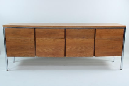 Mid-Century Modern Walnut & Chrome Credenza, Lehigh Leopold