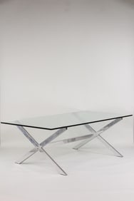 Mid-Century Modern X-Base Glass Top Desk/Table by John Vesey
