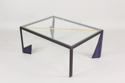 Memphis Style Asymmetrical Metal & Glass Coffee Table