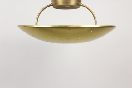 Mid-Century Modern Brass Lightolier Saucer Ceiling Light, Gerald Thurston