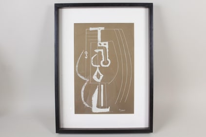Framed Brown & White Print 'Composition' by Picasso