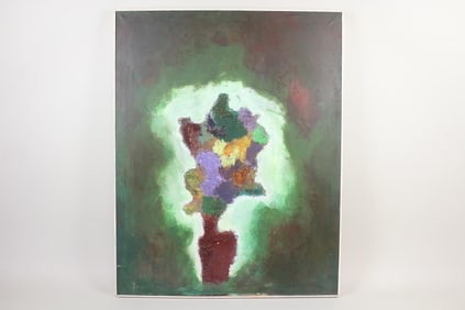 Framed Abstract Still-Life Painting of Flowers, A. Braverman 1973