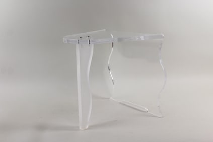 Sculptural Postmodern Lucite Side Table, Memphis Style