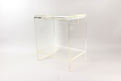 Mid-Century Modern Lucite Swivel TV Stand, Lazy Susan