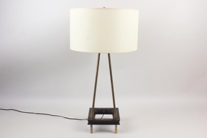 Mid-Century Modern Brass Stiffel Lamp with Shade, Gerald Thurston