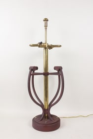 Mid-Century Modern Brutalist Iron & Brass Lamp, Hart Associates