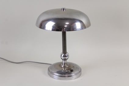 Art Deco French Chrome Table Lamp, Machine Age