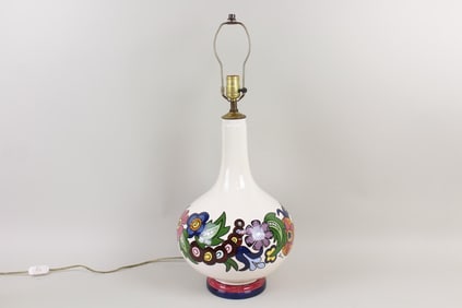 Mid-Century Modern Painted Ceramic Lamp Signed Dana