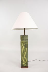 Mid-Century Modern Tall Green Ceramic Table Lamp