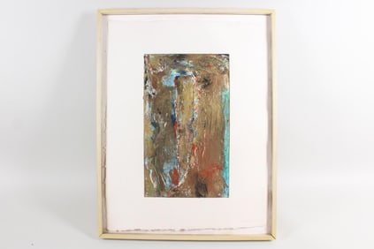 Framed Abstract Monoprint Signed 1986