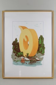 Claes Oldenburg Lithograph "The Letter Q as a Beach House, with Sailboat" 1972