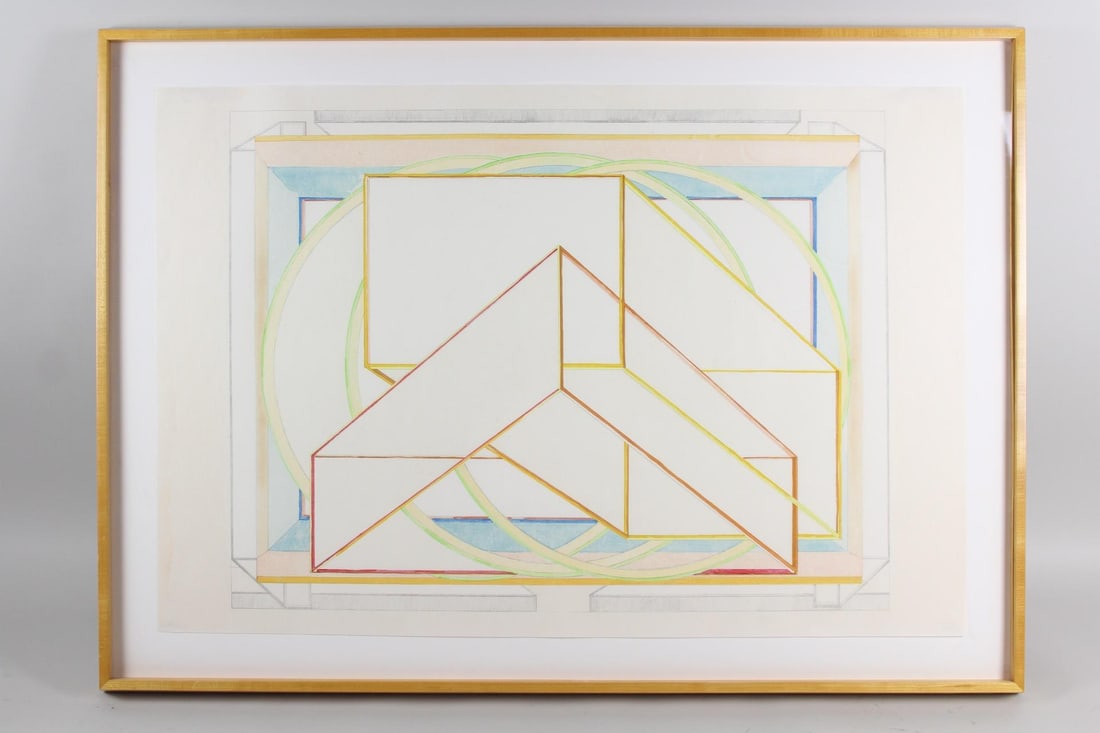 Al Held Woodcut "Kyoto-wa" 1985: Al Held Woodcut "Kyoto-wa" 1985 Woodcut with lithograph on Echizen Kozo paper, published by Crown Point Press, San Francisco 1985 by the artist Al Held (American 1928 2005). From an edition of 100. In