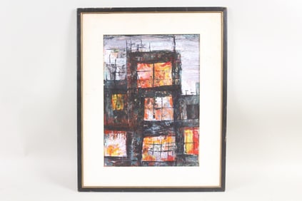 Mid Century Modern Painting "Reflections" Cleo Lambrides