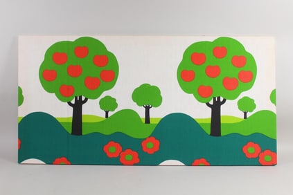 Mid-Century Modern Textile Art Apple Trees, Angelo