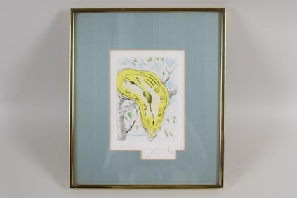 Salvador Dali LE Signed Surrealist Etching, Melting Clock 1968