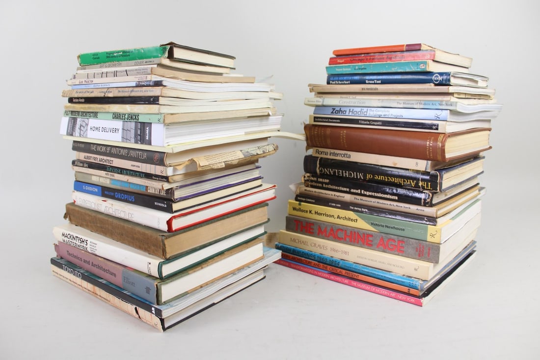 Lot of 47 Architecture Books, Design History, Hadid, Mendelsohn, Gropius, Ito: Lot of 47 Architecture Books, Design History, Zaha Hadid, Eric Mendelsohn, Walter Gropius, Toyo Ito, Michael Graves. This collection includes titles on design movements in architecture like Expression