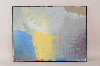 Ross Neher Postmodern Abstract Oil on Linen Painting "Voyager" 1988