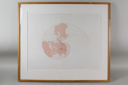 Agnes Denes Color Lithograph "Map Projections - The Snail"