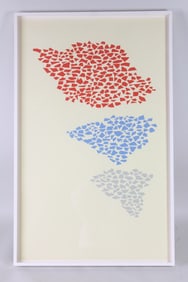 Robert Goodnough Red, Blue & Gray Abstract Screenprint 1974