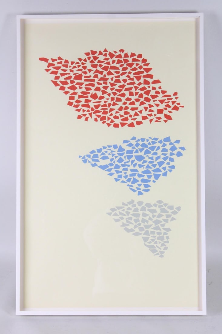 Robert Goodnough Red, Blue & Gray Abstract Screenprint 1974 (1 of 10)