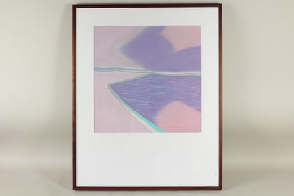 Framed Abstract Pastel Print, Signed M. Sop 1982