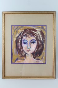 Harriette Trifon Modernist Portrait Painting of a Woman