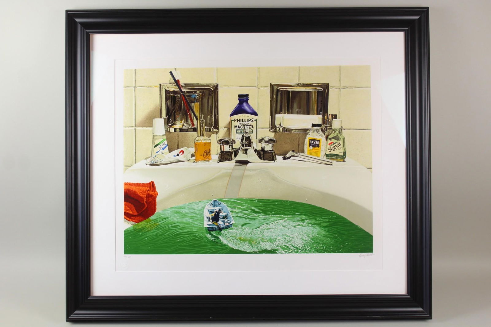 Large Doug Webb Surreal Serigraph "Urban Daydream II" 1985: Large Doug Webb Surreal Serigraph "Urban Daydream II" 1985. Limited edition print in a photorealistic style, pencil signed lower right by the artist Doug Webb (American b.1946) and numbered 46/275 low