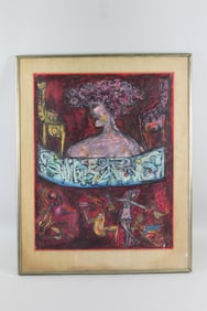 Norman Laliberte Figural Abstract Gouache Painting, 1963