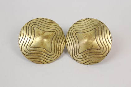Pair of Art Deco Gilbert Rohde Brass Pulls for Herman Miller