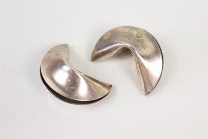 Pair of Silver Plate F.B. Rogers Fortune Cookie Place Card Holders
