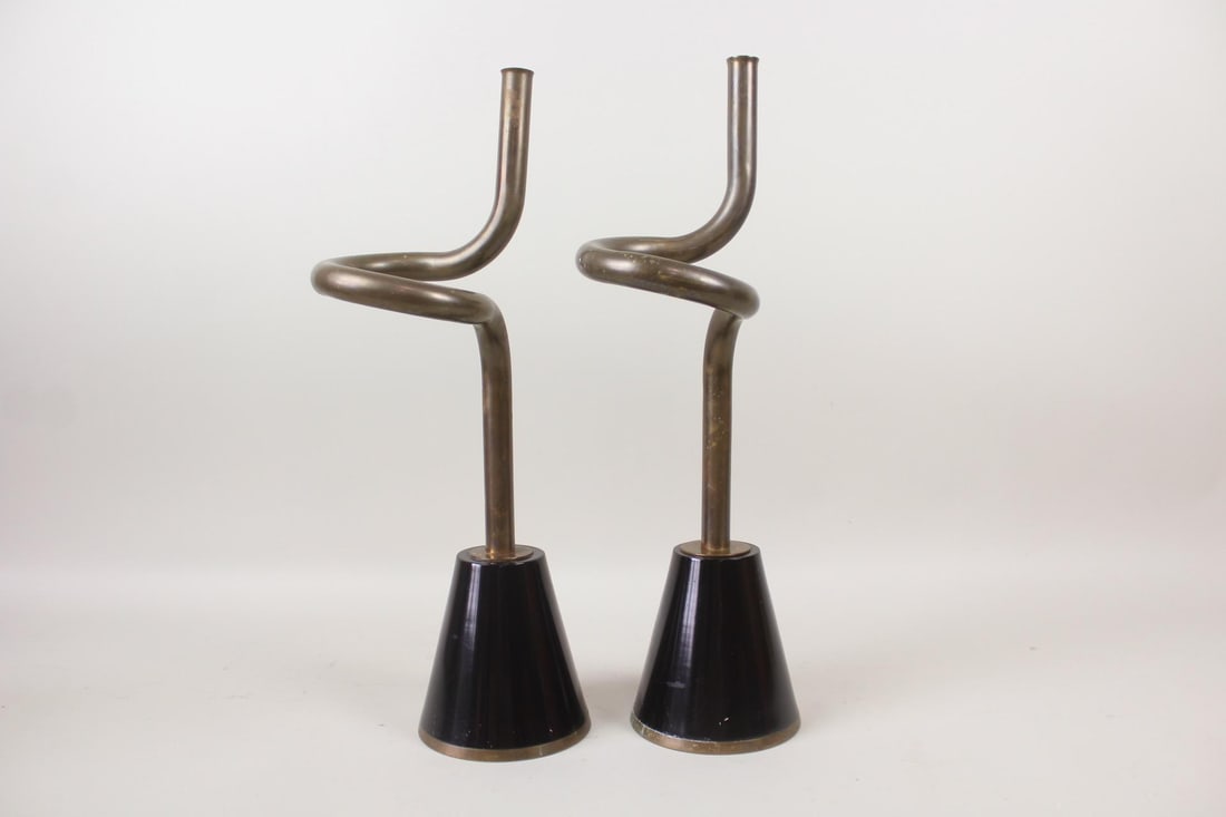 Pair of Abstract Mid-Century Modern Brass Twist Candlesticks (1 of 11)