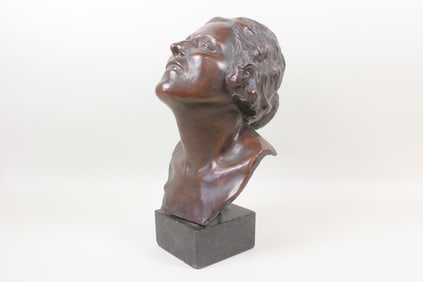 Hector Rocha Bronze Bust of Woman on Marble Base