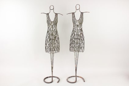 Pair of Mid Century Modern Dress Form Sculptures, Giacometti Style