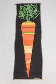 Mid-Century Modern Printed Textile Carrot Art, Bob Scuda
