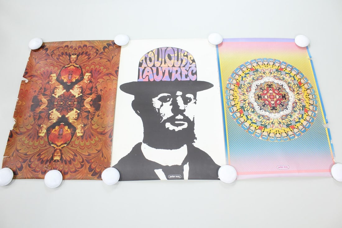 Lot of 3 Mid-Century Psychedelic Peter Max Lithograph Posters (1 of 16)