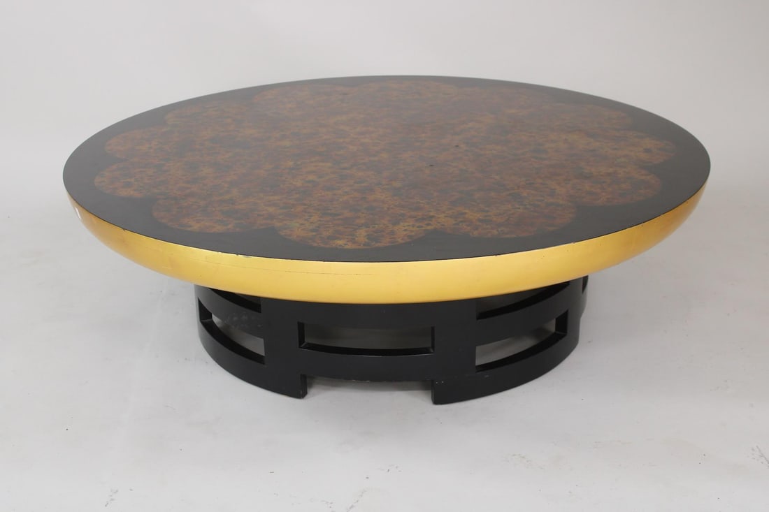 Mid-Century Modern Asian Style 'Lotus' Gilt Wood Coffee Table, Muller & Barringer for Kittinger (1 of 9)