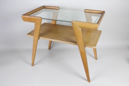 Mid-Century Modern Wood & Glass Tiered Table, Superior
