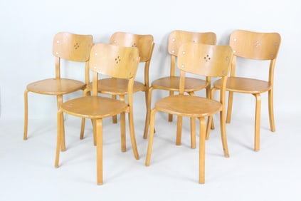 Set of 6 Swedish Elm Bent Wood Chairs