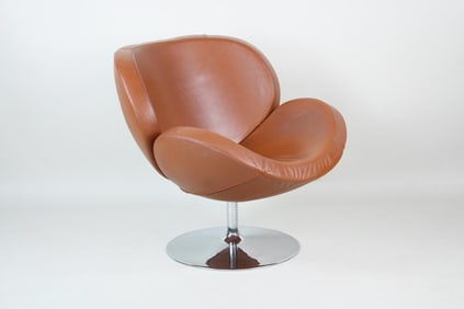 \BoConcept Leather & Chrome 'Shelly' Swivel Chair, Contemporary