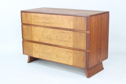 Mid-Century Modern Mixed Wood 3-Drawer Dresser, Eliel Saarinen for Rway