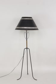 Mid-Century Modern Iron & Brass Tripod Floor Lamp