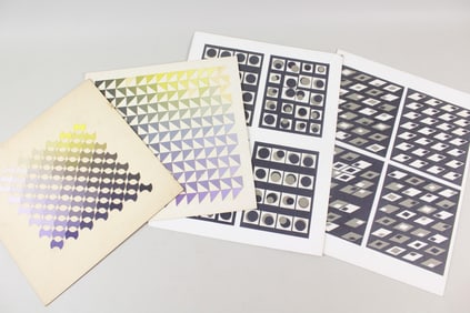 Lot of 4 Mid-Century Modern Op Art Projects Exploring Color & Light