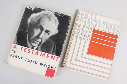 Lot of 2 Frank Lloyd Wright Books, Architecture, 'A Testament' + 1938 Architectural Forum