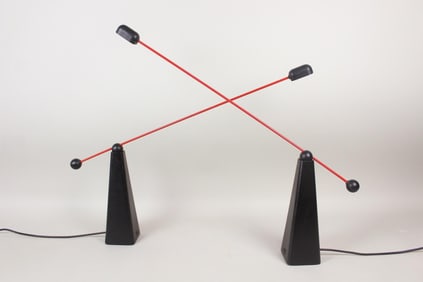 Pair of Postmodern 'Orbis' Ron Rezek Adjustable Lamps